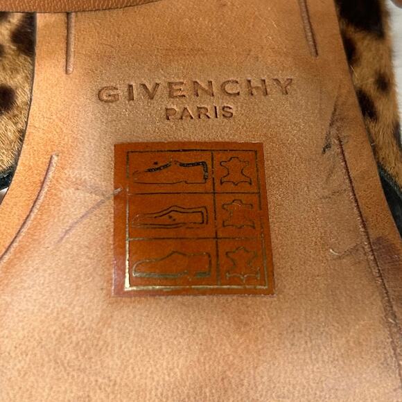 Givenchy Leopard Calf Hair Heeled Sandals Block Heel 39.5 Made in Italy - Picture 4 of 10